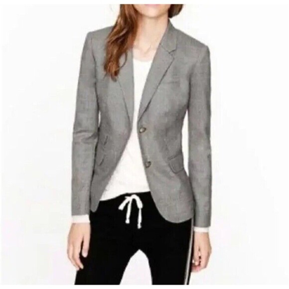 J. Crew Schoolboy Blazer Grey Wool Business Casual Academia Preppy Jacket Size 4 - Picture 2 of 12
